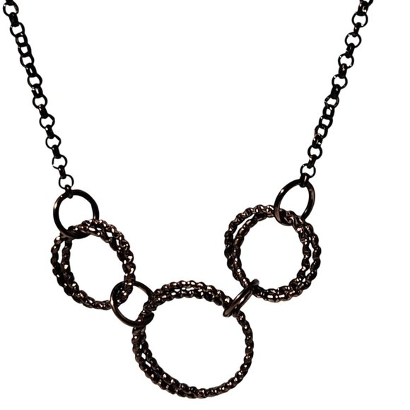 Elegant Bronze Circle Link Necklace Statement Timeless Fashion Jewelry Women - Picture 2 of 6